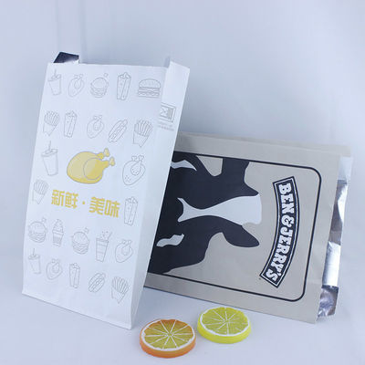 Sacs en papier recouverts de papier d'aluminium imprimé emballage alimentaire jetable pour poulet