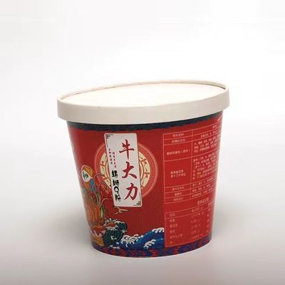 Cuvette à emporter à emporter, bocal à nouilles en papier, fast-food, tasse à emballer en ramen, avec couvercle, 1100 ml