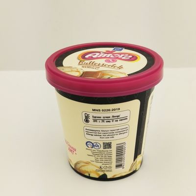 6 oz 175 ml de tasses de yaourt surgelé en papier, couvercle plat, tasses de glace sur mesure avec cuillère.