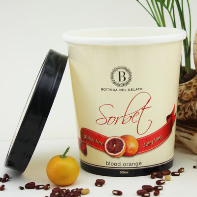 Coupe en papier de crème glacée écologique avec couvercle 16 oz 475 ml contenant du yogourt congelé