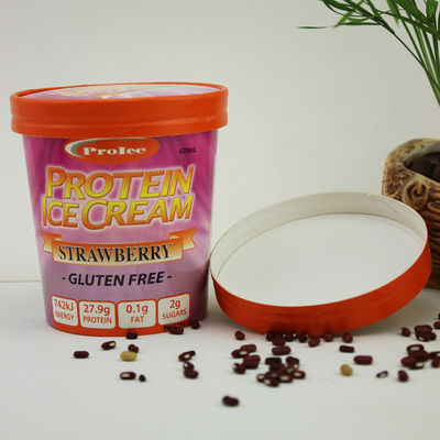 Coupe en papier de crème glacée écologique avec couvercle 16 oz 475 ml contenant du yogourt congelé