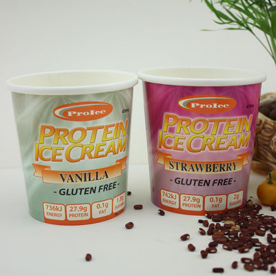 Coupe en papier de crème glacée écologique avec couvercle 16 oz 475 ml contenant du yogourt congelé