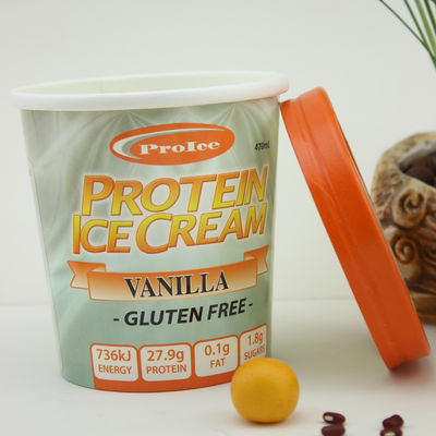 Coupe en papier de crème glacée écologique avec couvercle 16 oz 475 ml contenant du yogourt congelé