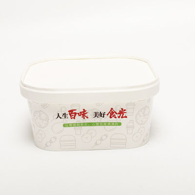 Cuvette de papier carrée Kraft personnalisée avec couvercles 1000 ml contenant une salade jetable