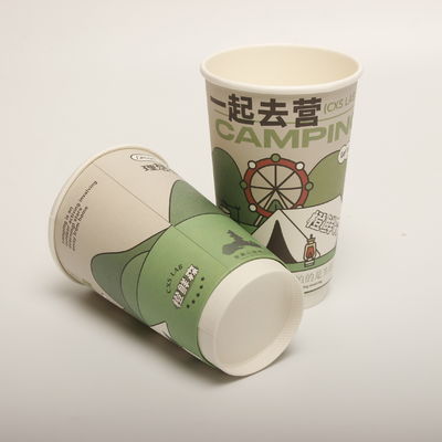 Coupe en papier creux pour boissons avec couvercle imprimé sur mesure jetable 16 oz 520 ml