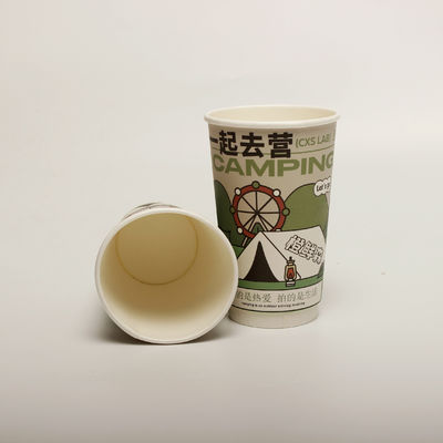 Coupe en papier creux pour boissons avec couvercle imprimé sur mesure jetable 16 oz 520 ml