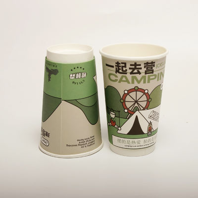 Coupe en papier creux pour boissons avec couvercle imprimé sur mesure jetable 16 oz 520 ml
