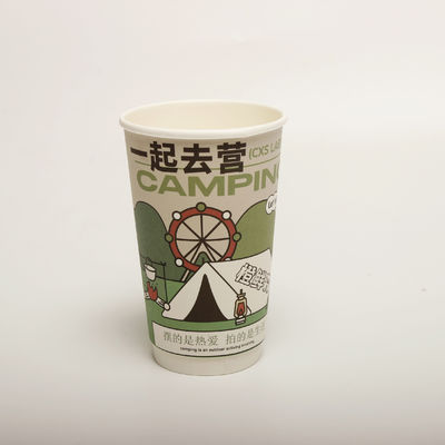Coupe en papier creux pour boissons avec couvercle imprimé sur mesure jetable 16 oz 520 ml