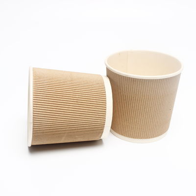 Coupe à café ondulée dégradable avec couvercle, coupe en papier compostable pour boissons chaudes