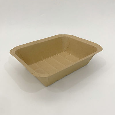250 grammes de plateaux de nourriture Kraft bruns, plateau de papier de restauration rapide en PE compostable