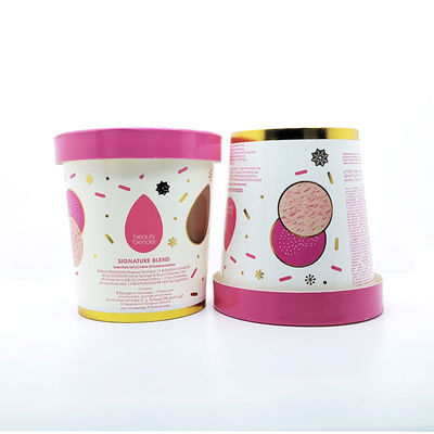 Impression personnalisée estampage d'or de qualité alimentaire papier de qualité sûre glace yaourt tasse en papier avec couvercle