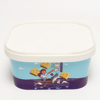 Un bol en papier écologique, une salade en papier carré de 1100 ml, un contenant pour nourriture avec couvercle.