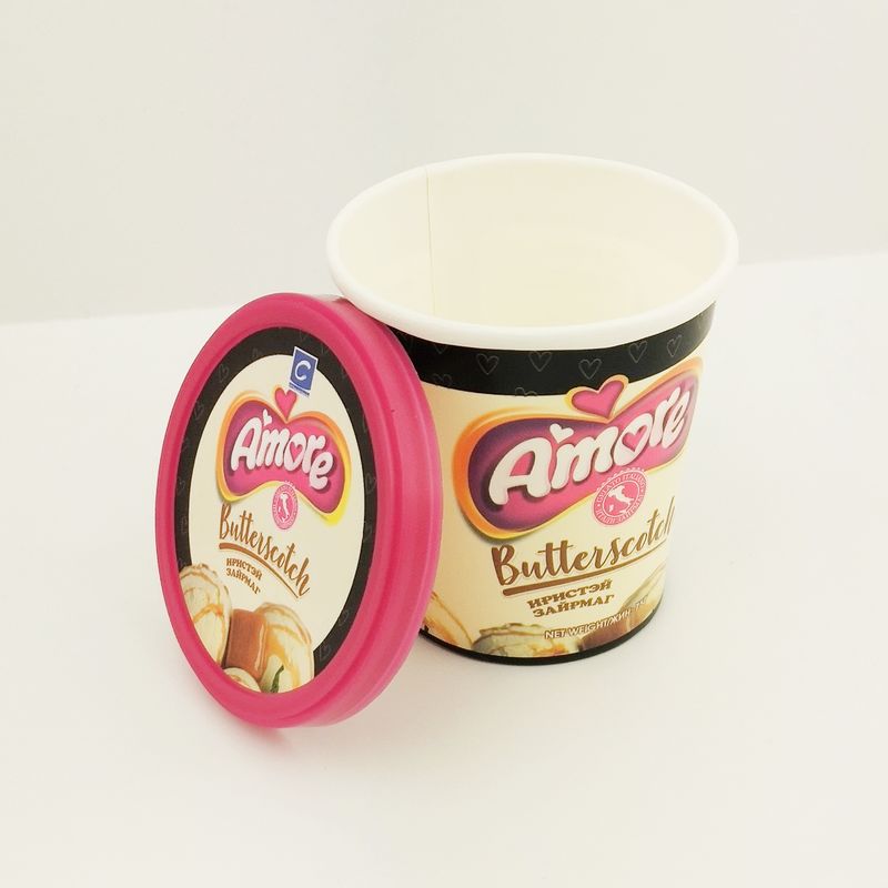 6 oz 175 ml de tasses de yaourt surgelé en papier, couvercle plat, tasses de glace sur mesure avec cuillère.